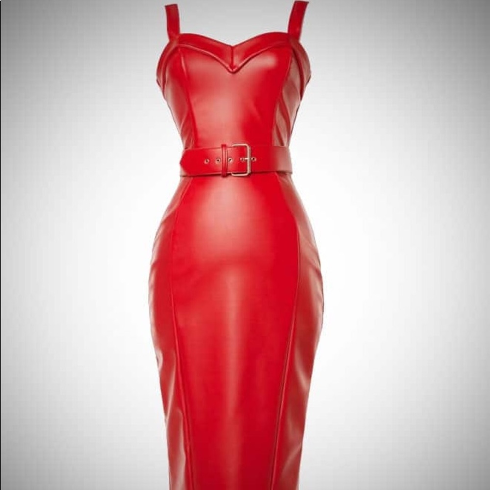 PinUp Girl Clothing Red Pleather Dress